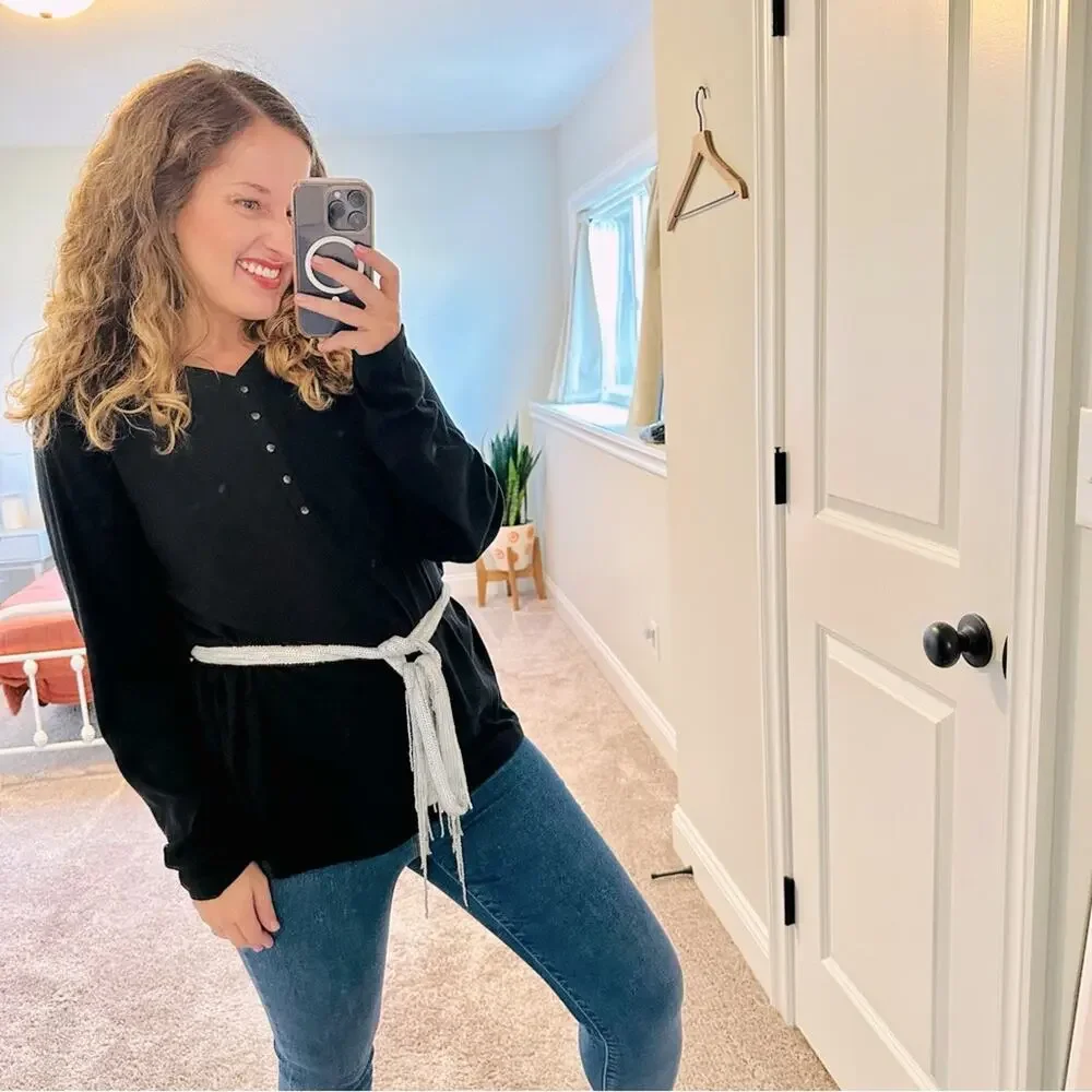 Silver Sequin Beaded Belt Tie